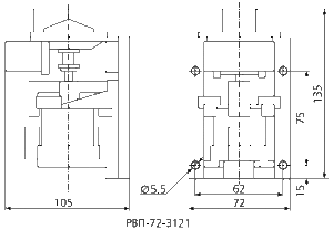 габаритні розміри реле РВП-72М-3121 